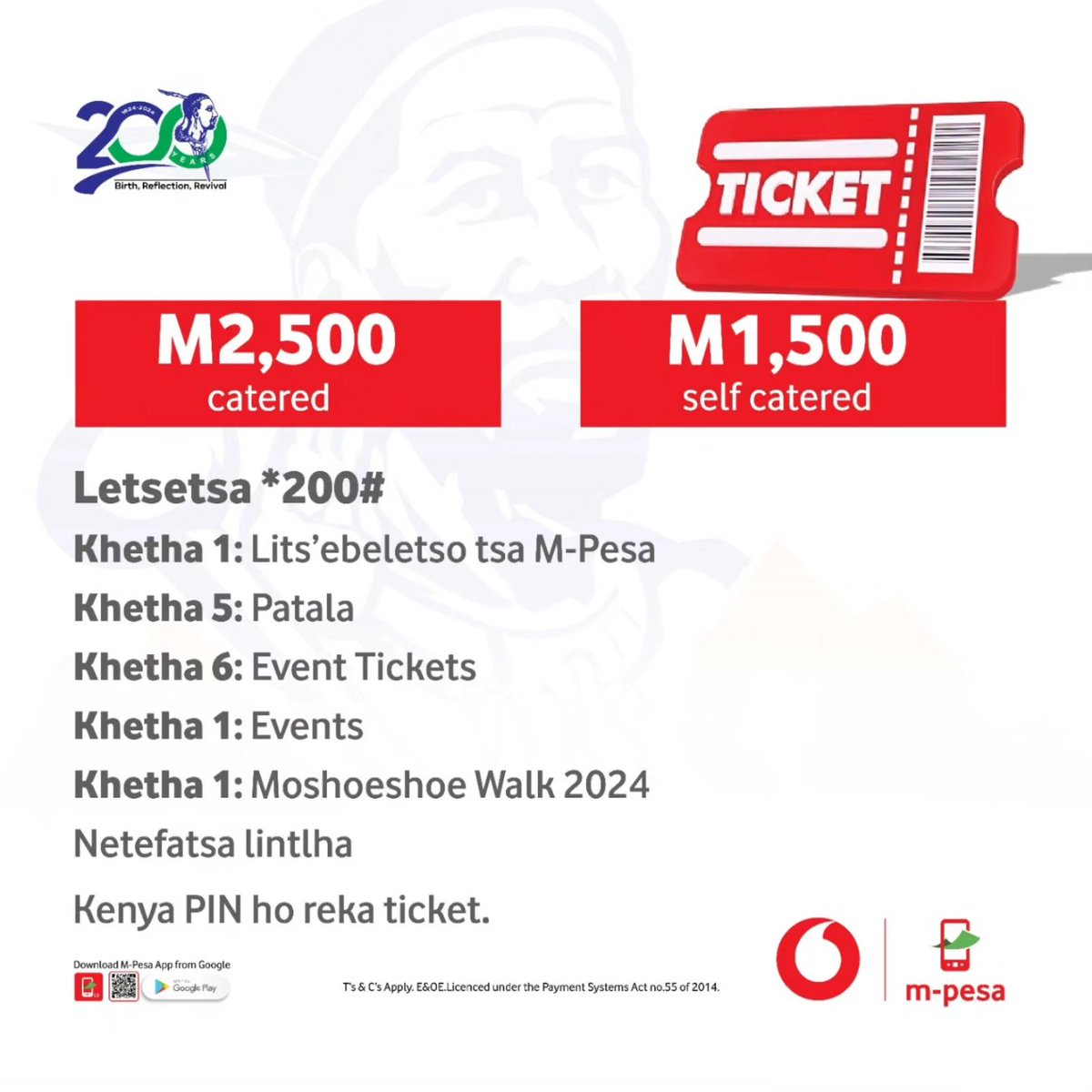 🎉 Let the countdown begin! Join us for the monumental celebration at Moshoeshoe Walk 2024 from the 7-9 March, 2024. Here is to 200 years of the formation of the Basotho Nation. #Celebrate200Years #ChangingLives