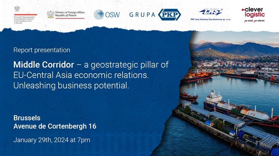 PLintheEU's tweet photo. 🇵🇱 #PermRep invites you to a presentation of the #MiddleCorridor Report and an expert discussion on infrastructure development and building regulatory environment between the EU, Central Asia and the South Caucasus.

🗓️ 29th January, 7pm

Details 👇
https://t.co/aO8YIEWdXF https://t.co/ID2qi0RaaG