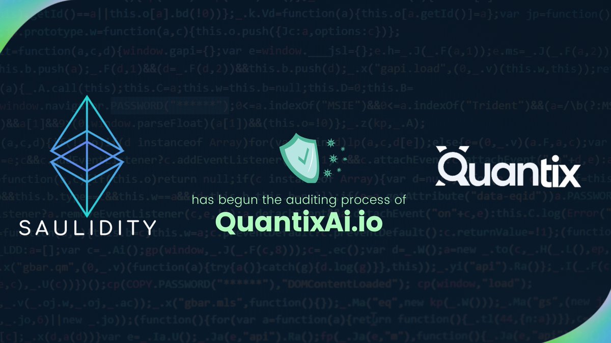 saulidity's tweet photo. @saulidity has begun the auditing process of QuantixAI. Developed by @QuantixCapital, the QAI Token is an Ethereum-based cryptocurrency designed to provide liquidity to the QuantixAI trading bot.🛡️

#BlockchainSecurity #QuantixAI #SmartContracts #audit #AI #blockchain https://t.co/bSgJ73YAJI