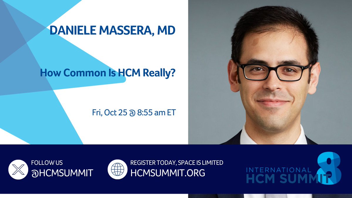 Excited to announce @danmassera from @nyulangone as the 2nd speaker at #HCMSummit8 this Oct. Join us for his insights, 'How Common Is HCM Really?' Buy tickets: hcmsummit.org/tickets. View the 3-day agenda: hcmsummit.org/agenda. #cardiotwitter #hypertrophiccardiomyopathy #hcm