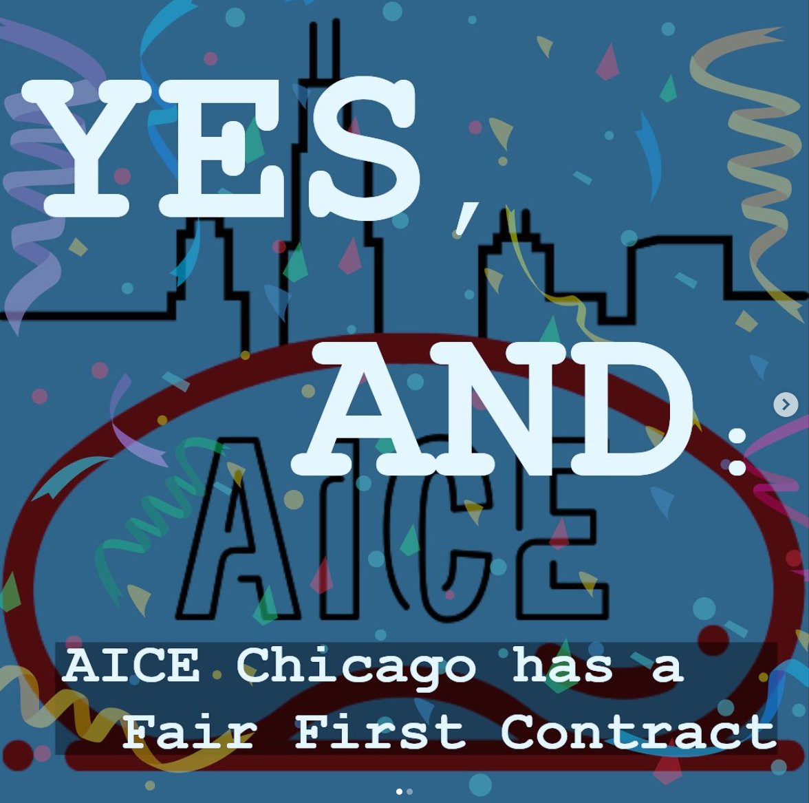 On 1/20/24, #Chicago ratified a 3-year contract with #SecondCity leadership. After 2 full years of bargaining, this chapter is finally closed.
This would not have happened without the support of our students, peers, and the general public. THANK YOU. Unions work.
<a href="/iftaft/">IL Federation of Teachers</a> #improv