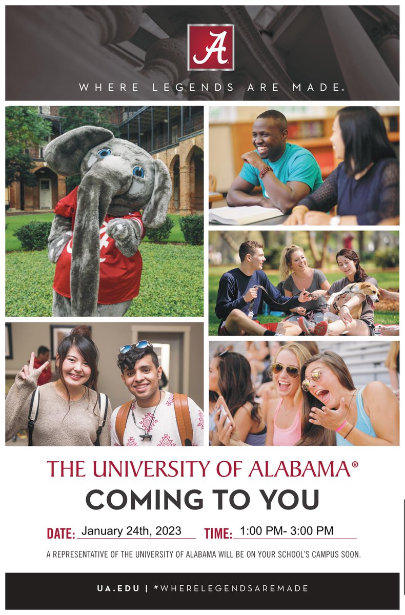 CentralAlabama1's tweet photo. ๐๐ Attention CACC Students: ๐๐
๐๏ธ Mark your calendars! The University of Alabama is coming to CACC. Join us tomorrow at the Alexander City(9-11) and Childersburg(1-3) campuses to learn about transfer options, scholarships, and more. #CACC #UAonCampus #TransferOpportunities https://t.co/VSaypn83Le