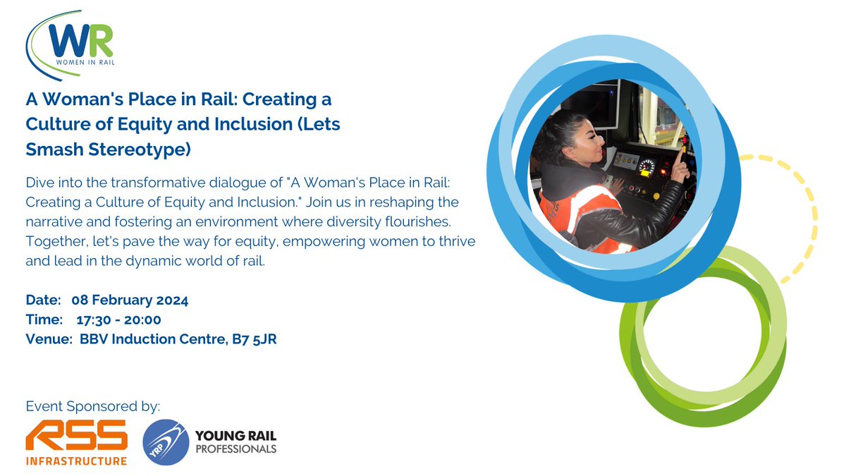 Dive into the transformative dialogue of 'A Woman's Place in Rail: Creating a Culture of Equity and Inclusion.' Hear from guest speakers Event Sponsored by: RSS Infrastructure and Young Rail Professionals. #RailInclusion #WomenInRail #EDI