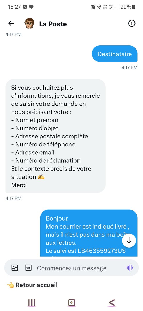 Adelyse_98's tweet photo. @lisalaposte Bonjour, je vous ai bien écrit. Mon suivi indique que le courrier est livré à 13h14, il n'est pas dans la boîte aux lettres, encore une fois... Je suis vraiment fatiguée de tout ça https://t.co/uO3XNGJWdG