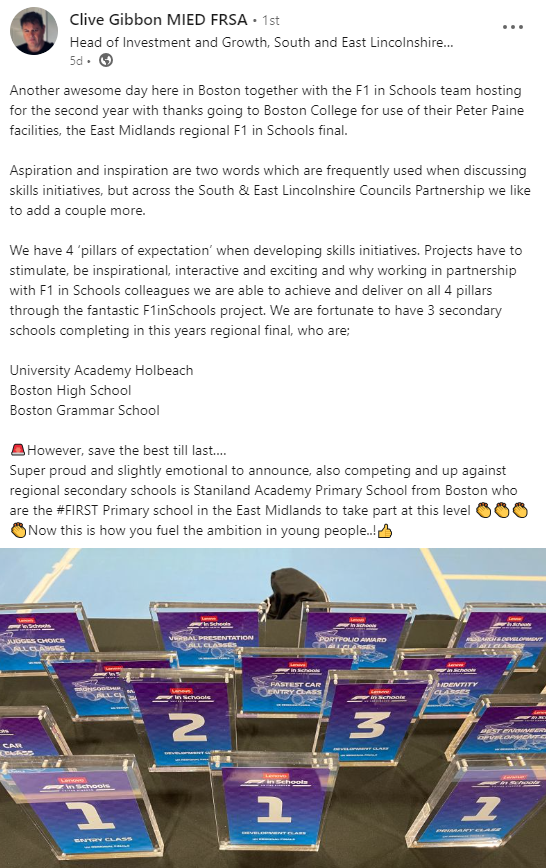 VoyageEP's tweet photo. Congratulations to our amazing @StanilandSchool for competing against regional secondary schools, becoming the first Primary school in the East Midlands to take part at this level - and reaching the national finals! ❤️#TeamVoyage #F1Project #RESPECT #Boston https://t.co/xXXplFVbPd
