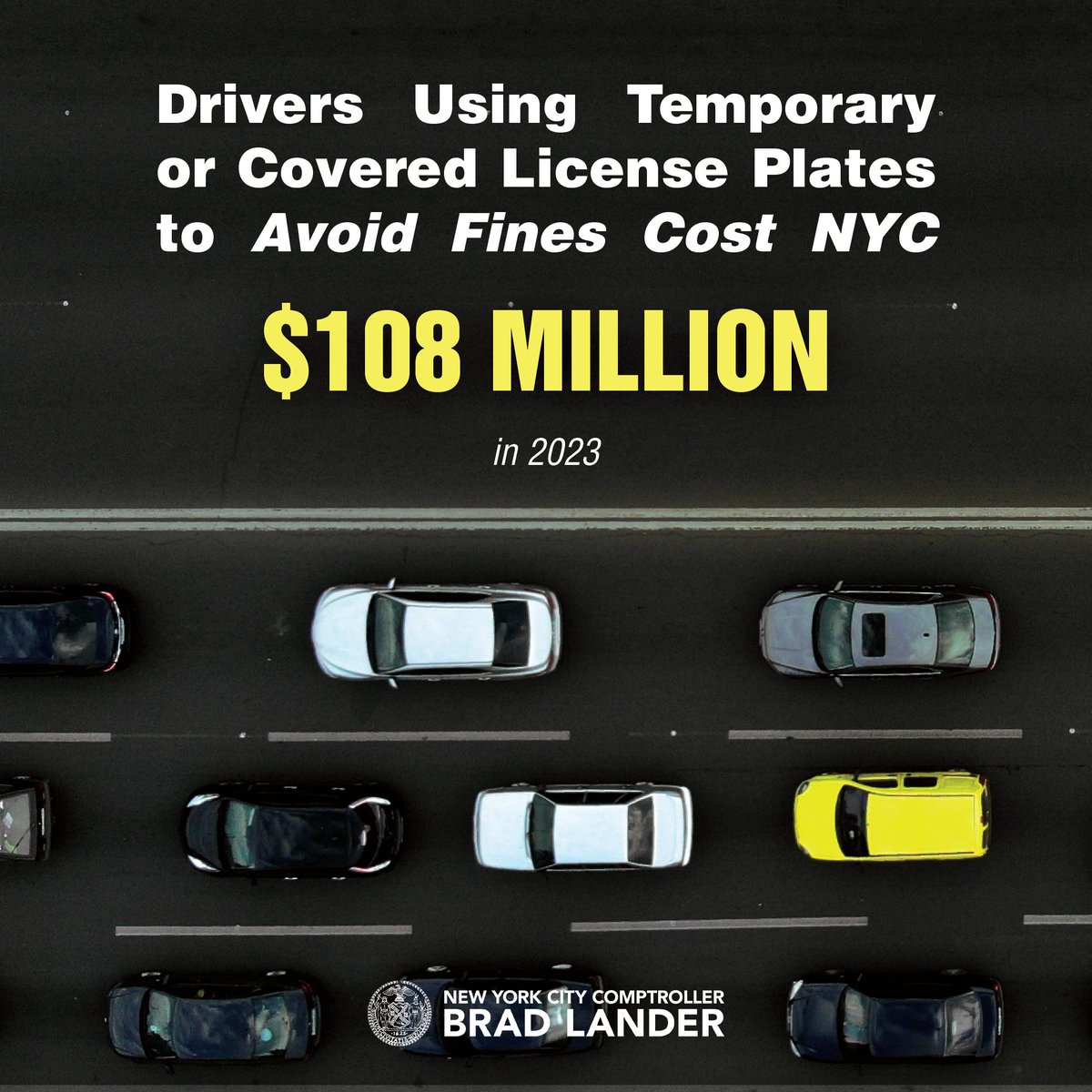 Our latest audit found a massive increase in the number of drivers using obscured, missing, or temporary license plates to slide past speed cameras and avoid fines. It's costing New York City a lot of money—over $100 million a year, in fact. @NYC_DOT needs better oversight.