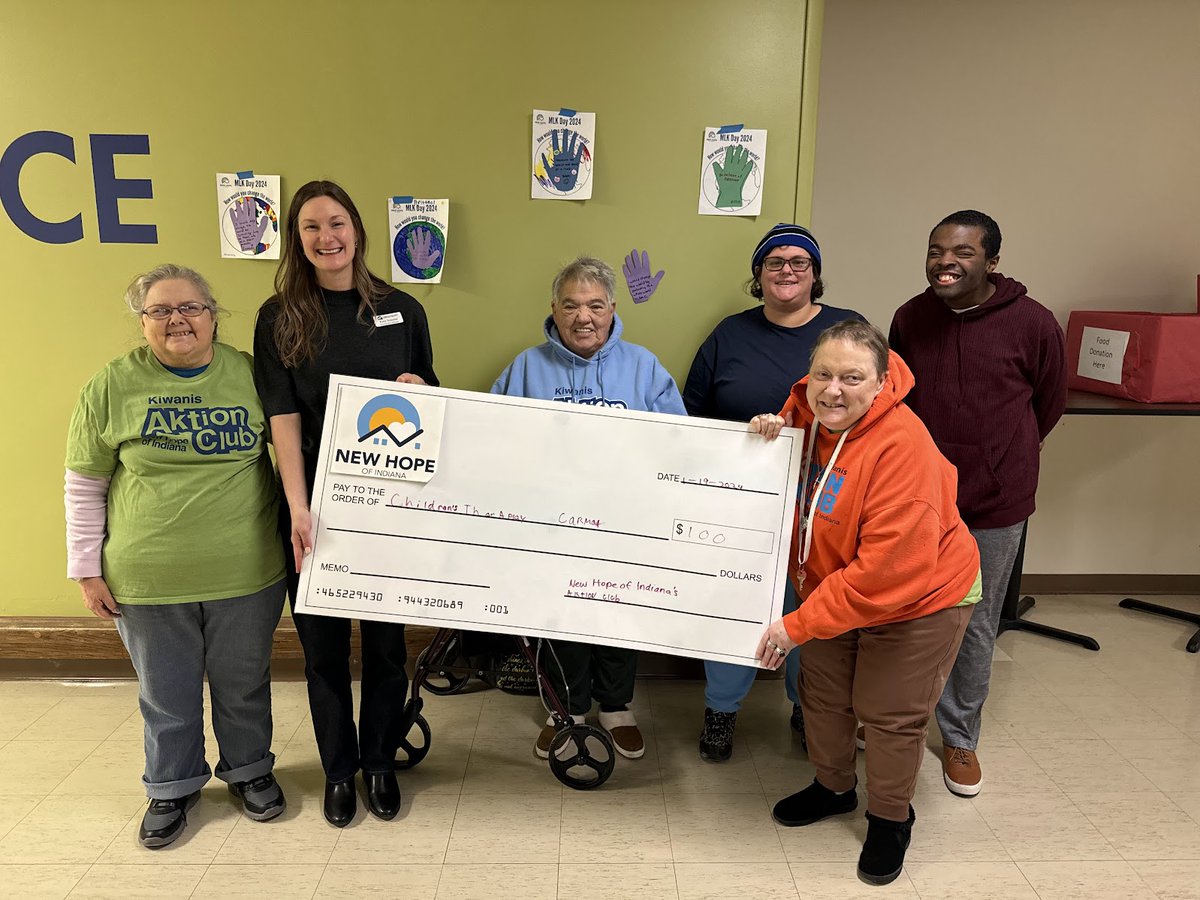 New Hope's <a href="/aktionclub/">Aktion Club</a> is doing amazing things! They decided to donate funds raised at their October pie-in-the-face fundraiser to Children's TherAplay to support kids with disabilities in receiving needed therapy services. #KiwanisAktionClub #KiwanisInternational