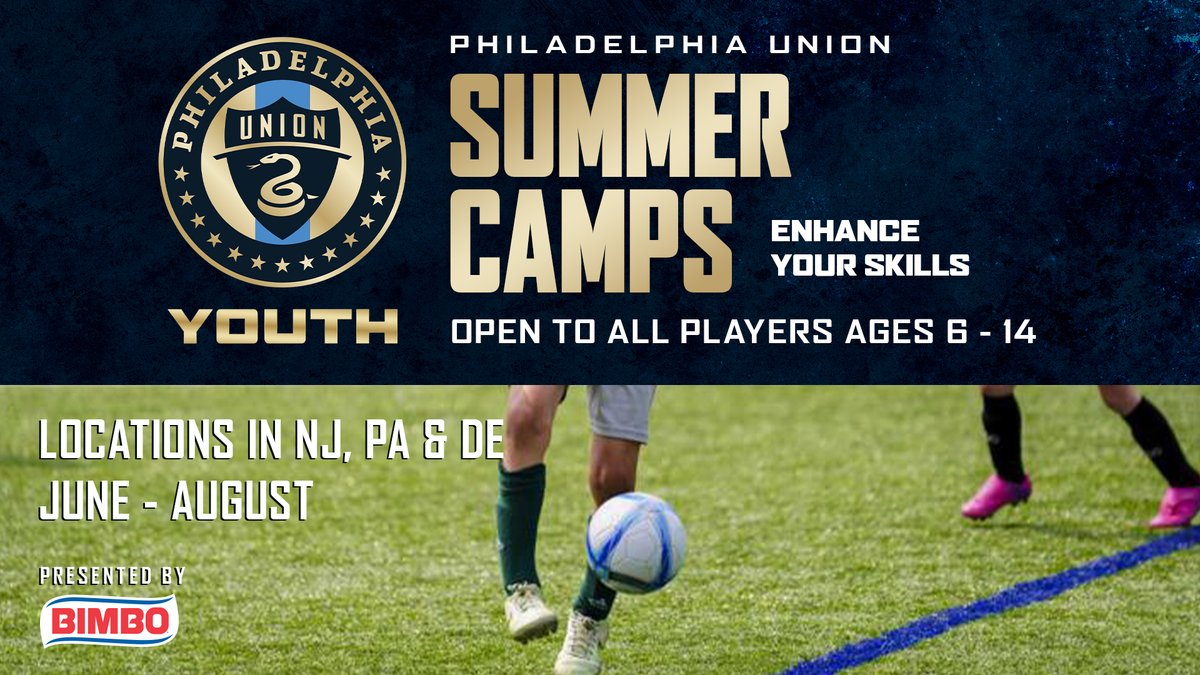 Play the Union way this summer! ⚽️🐍

<a href="/philaunionyouth/">Philadelphia Union Youth</a> Summer Camps provide a fun &amp; educational environment led by our awesome coaching staff. 

Over 70 camps throughout NJ, PA &amp; DE for boys &amp; girls  (6-14) are open for registration!

Sign up 👉 philaunion.co/24youthsc

#DOOP