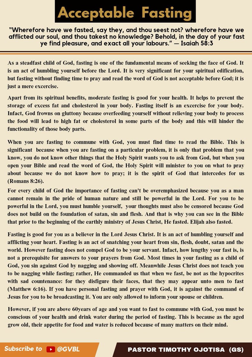 Fasting is good for you as a believer in the Lord Jesus Christ. #igem #gospel #fasting #prayer #studying #Godswords #meditation #seekingGodsface #humility