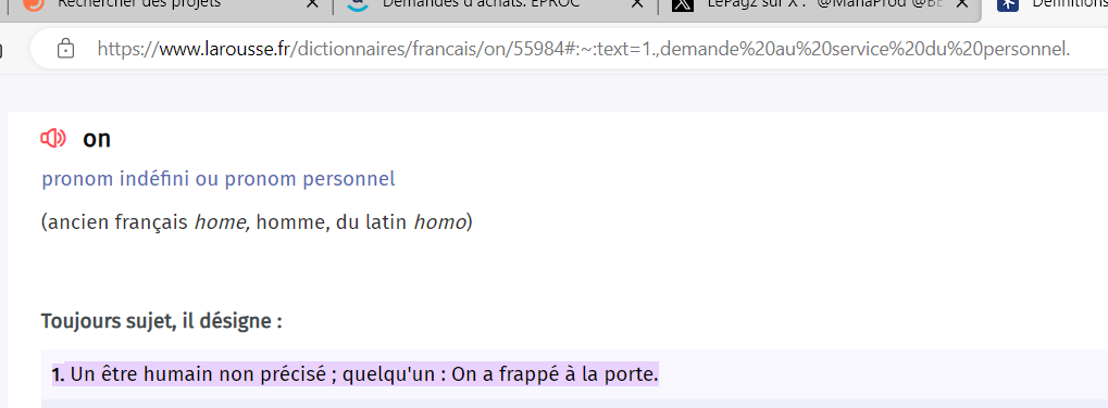 gregors_mac's tweet photo. @BELLACI40670350 @TTF_Kaja @ManaProd @booba @kimanytou @JulienPain Alors, oui, la plupart du temps les gens utilisent "on" à tort au lieu de "nous". Mais dans le cas présent, l'auteur désigne un groupe de personne non défini et non pas spécialement un groupe dont il fait parti. Donc "on dit la chatte de Monique" est juste. Source Larousse : https://t.co/Zn2Mpf9gpO