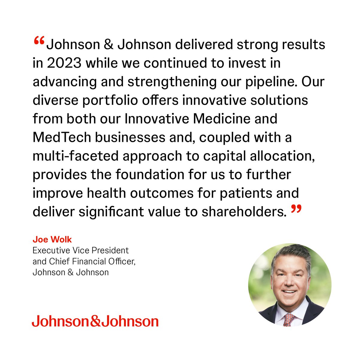 Joe Wolk, Executive Vice President and Chief Financial Officer, #JNJ, on our Q4 2023 #earnings and full-year financial performance. $JNJ