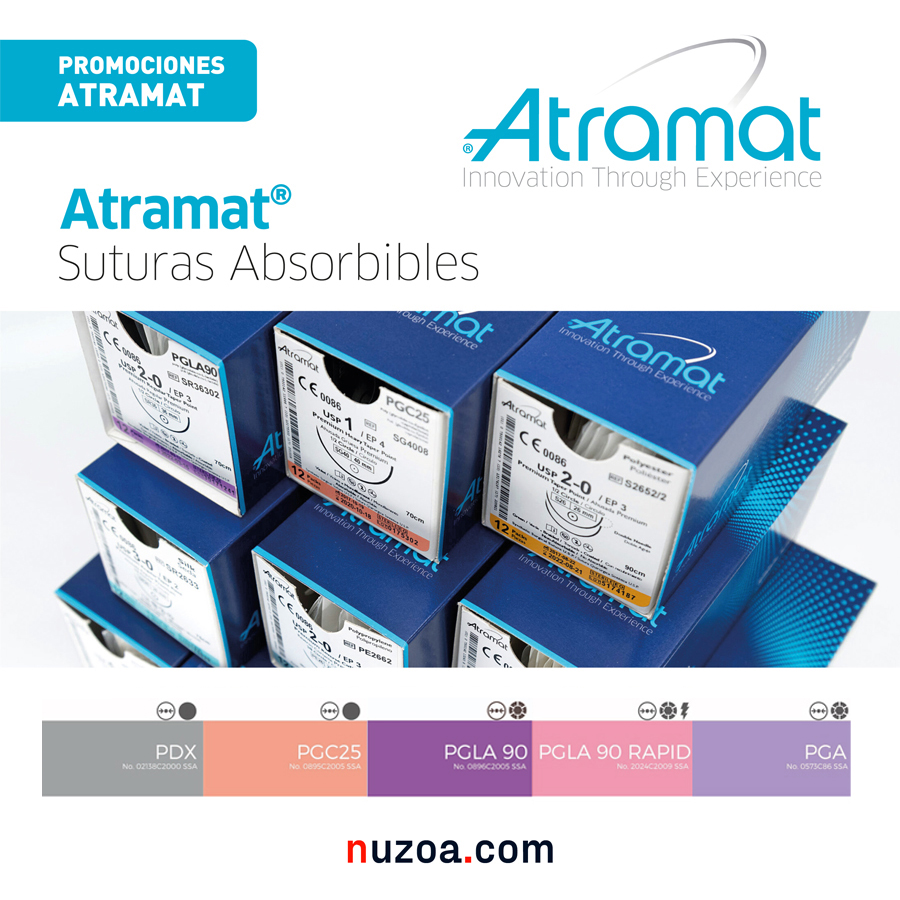 𝗔𝘁𝗿𝗮𝗺𝗮𝘁 Suturas Absorbibles.
• Atramat® PDX
• Atramat® PGC25
• Atramat® PGLA90
• Atramat® PGLA90 Rap
• Atramat® PGA

Consulta la promoción vigente a tu Delegado Comercial.
shop.nuzoa.com

#SomosNuzoa #Suturas #Quirofano #Veterinaria