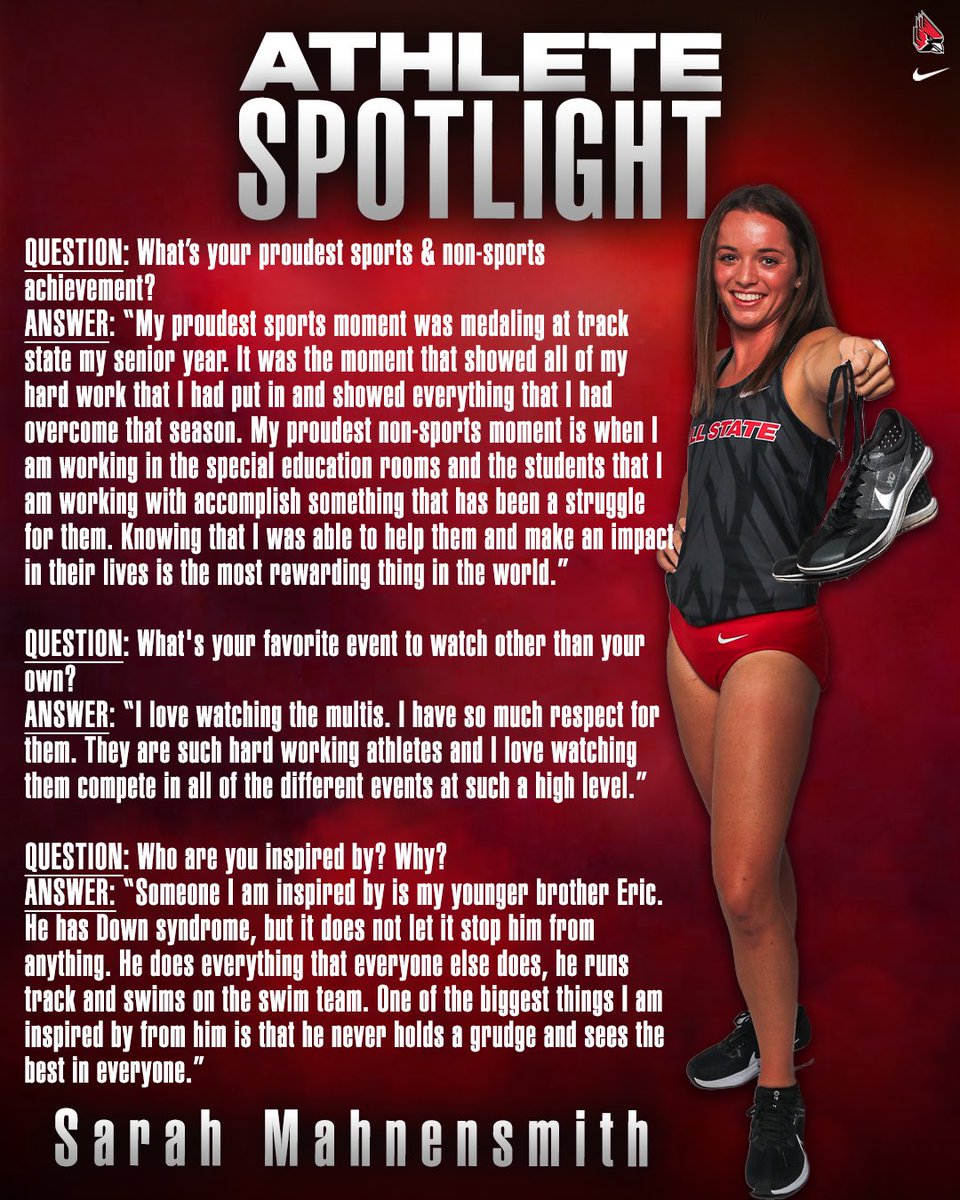 BallStateTFXC's tweet photo. Highlighting @sarah2mahn this week 👏

Get to know a little more about Sarah and her xc/track journey! 🔴⚪️

#ChirpChirp x #WeFly https://t.co/pYkZYkkdW9