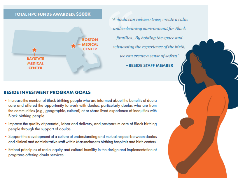 Mass_HPC's tweet photo. Today we recognize Maternal Health Awareness Day.

The HPC’s BESIDE Investment Program works to address #racialinequities in #maternalhealth care, expanding access to culturally congruent doula services for Black birthing people. https://t.co/Wyf7AlcNuB
