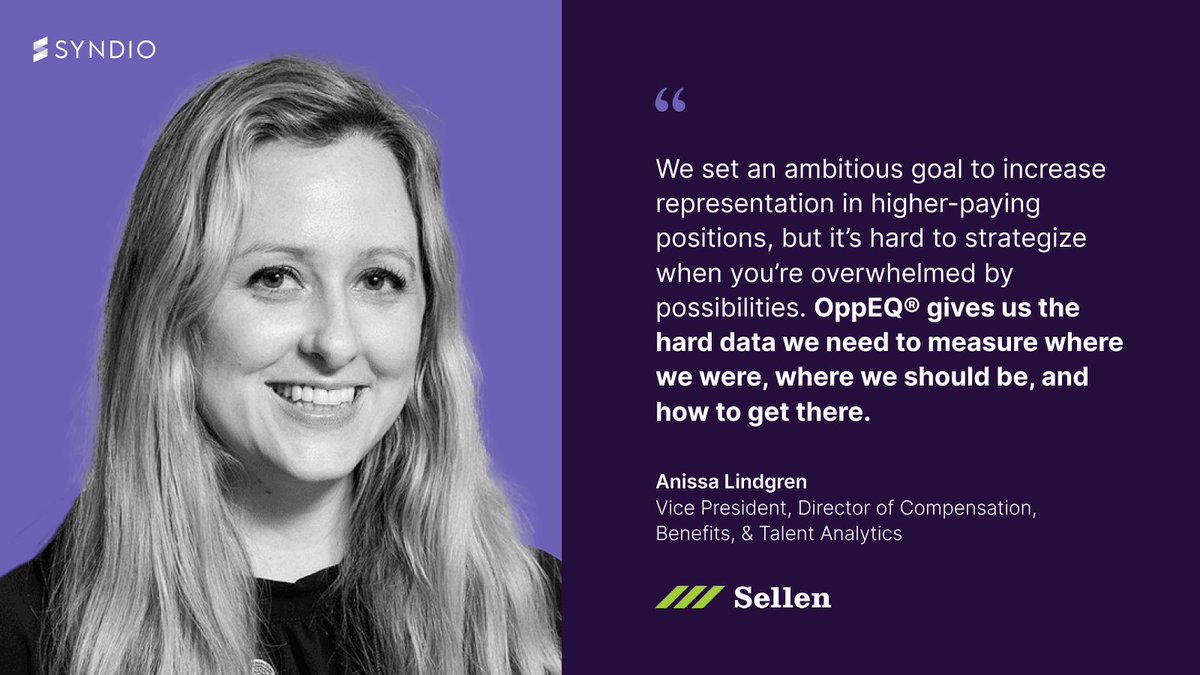 Pay equity? ✅ Opportunity equity? ✅ Making progress to close the unadjusted pay gap? ✅ Learn how Syndio customer Sellen Construction uses OppEQ to ensure #opportunityequity & increase women’s representation in the highest-paying roles: synd.io/case-study/sel…