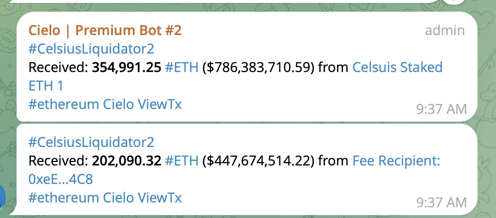 Over 1.2 Billy worth of ETH moved by Celisus