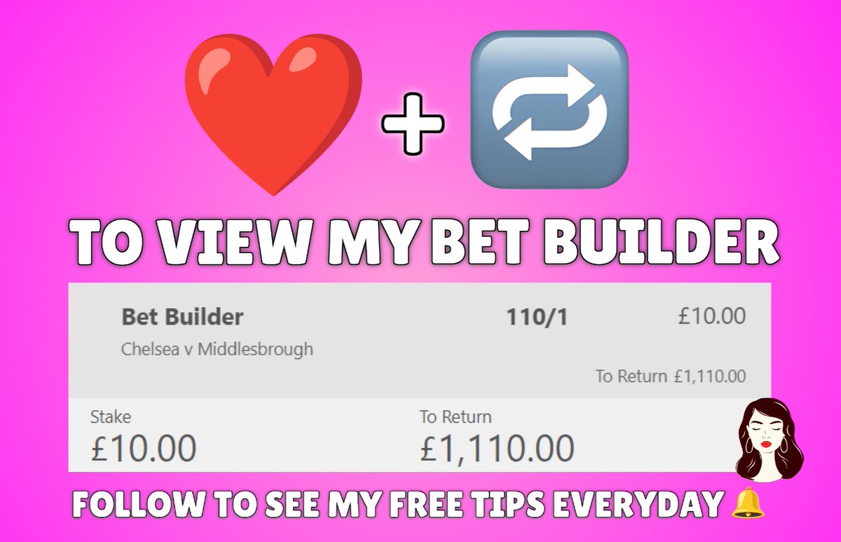 Who wants me to post this 110/1 monster bet builder tonight? 🫶

I won a 130/1 recently and 2 bet builders last night! 😍

Everybody who ❤️ and retweets will be able to see my bet builders today! 👀 

Turn my notifications on and drop me a follow to receive my tips🔔