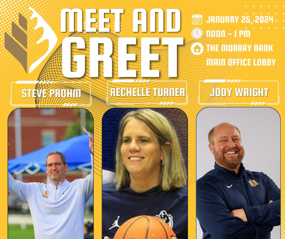 TheMurrayBank's tweet photo. Stop by our Lobby on the South side of town THIS THURSDAY for a special meet and greet with our coaches! It's a little too cold for the #TMBIceCreamMachine, but we will have cookies and drinks in the lobby. #ThatsMyBank #GoRacers #TMB25 https://t.co/hLjBQt8OmY