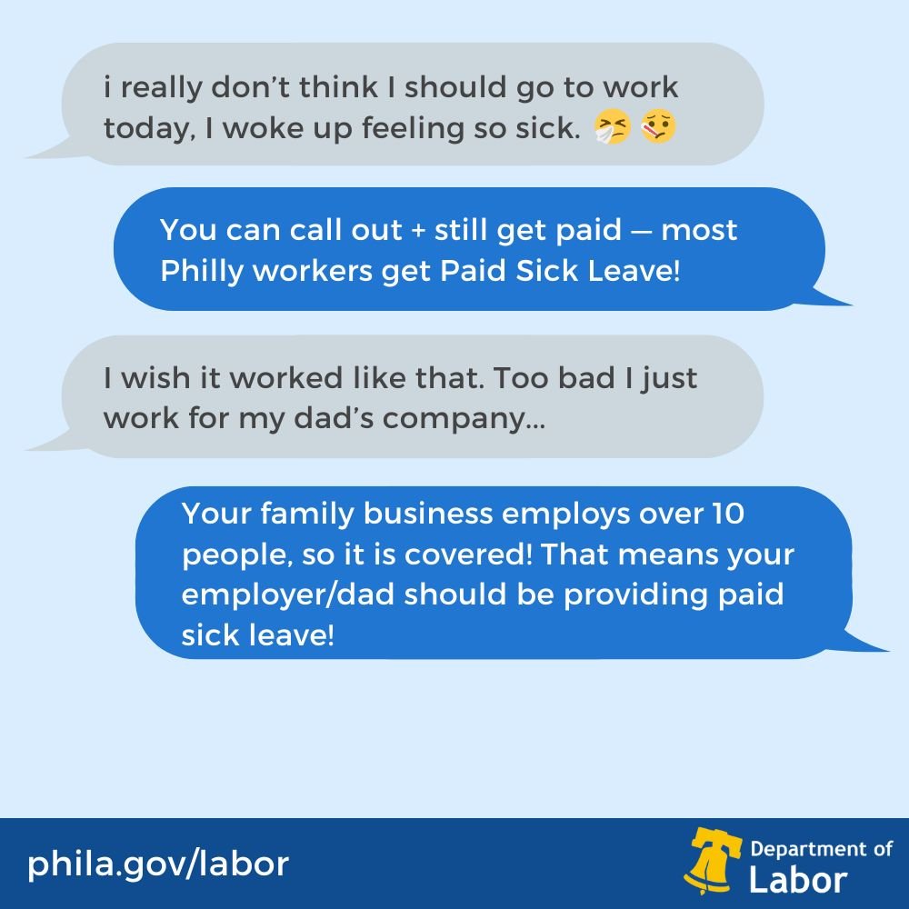 Most workers in Philadelphia have the right to paid sick leave! Learn more at phila.gov/sick-leave 💉