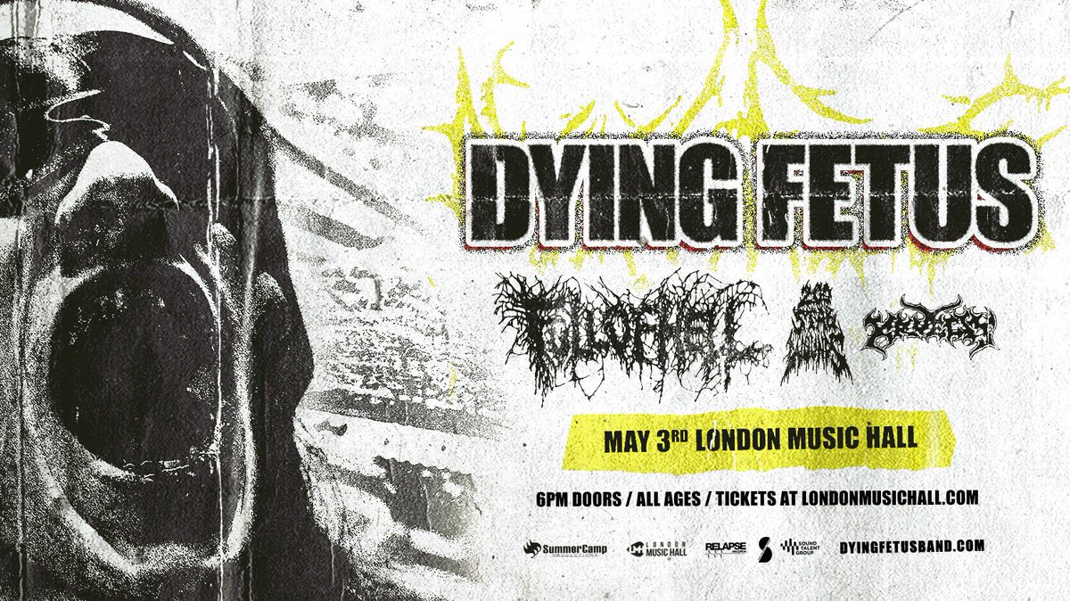 SummerCamp Productions (@scp_ldnont) on Twitter photo 🚨JUST ANNOUNCED🚨
<a href="/DyingFetusBand/">Dying Fetus</a> w/ <a href="/fullofhell/">fullofhell</a> <a href="/200StabWounds/">200 STAB WOUNDS</a> & <a href="/krueltyjphc/">KRUELTY</a> - Friday May 3rd at <a href="/londonmusichall/">London Music Hall</a> 🤘
🎟Tickets on sale Friday January 26th 10AM at londonmusichall.com 🚨JUST ANNOUNCED🚨
<a href="/DyingFetusBand/">Dying Fetus</a> w/ <a href="/fullofhell/">fullofhell</a> <a href="/200StabWounds/">200 STAB WOUNDS</a> & <a href="/krueltyjphc/">KRUELTY</a> - Friday May 3rd at <a href="/londonmusichall/">London Music Hall</a> 🤘
🎟Tickets on sale Friday January 26th 10AM at londonmusichall.com