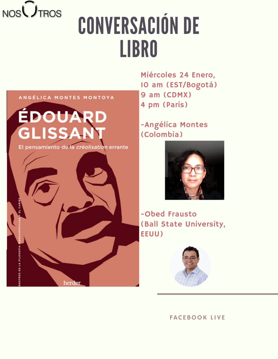 Red NosOtros inicia su conversación de Libros gracias a Obed Frausto ... y con Angélica Montes y su bello y necesario Glissant de la Colección Rostros de <a href="/herderbarcelona/">Herder Editorial</a> <a href="/filoateneubcn/">Filosofia - Ateneu Barcelonès</a> <a href="/_filco/">FILOSOFÍA&CO</a> <a href="/ObedFrausto/">Obed Frausto Gatica</a> <a href="/montes_angmon11/">Angélica Montes M. / cuenta personal</a> <a href="/filoateneubcn/">Filosofia - Ateneu Barcelonès</a> <a href="/La_Central_/">La Central</a>