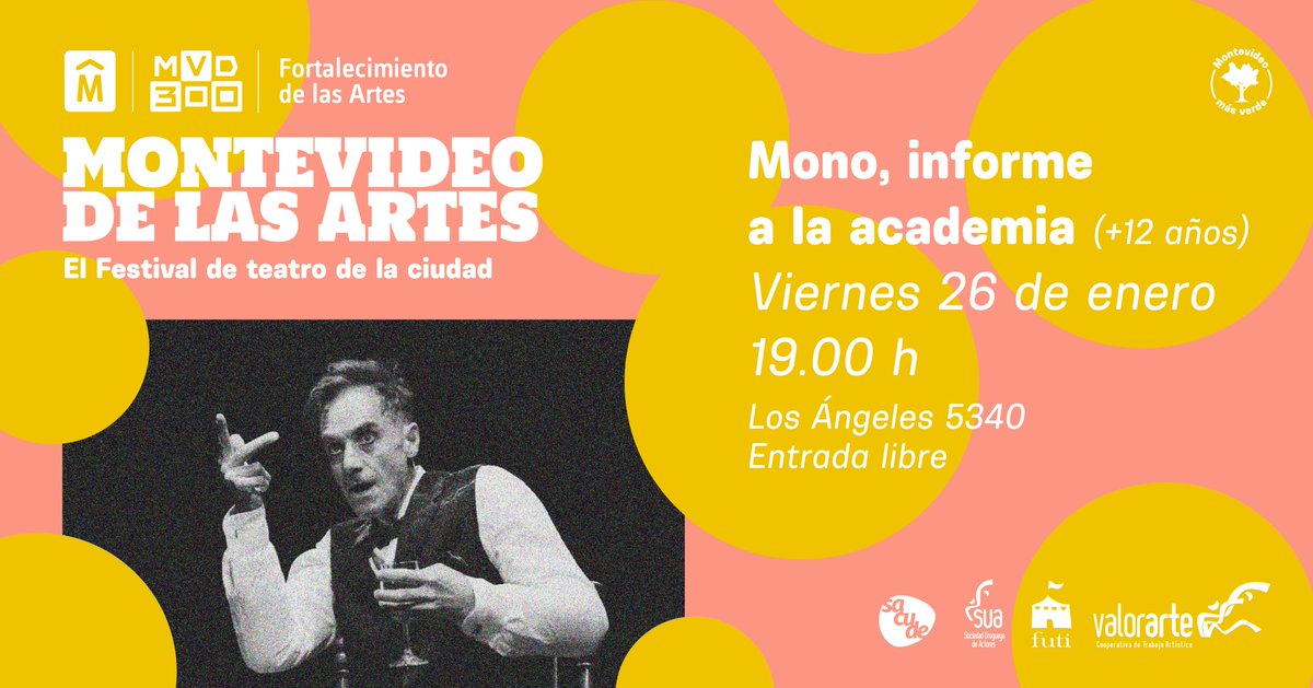 Último fin de semana del festival de teatro en la ciudad en Sacude. 🎭

📌MONO Informe a la Academia
Viernes 26 de enero a las 19.00h
🎟️ Entrada libre