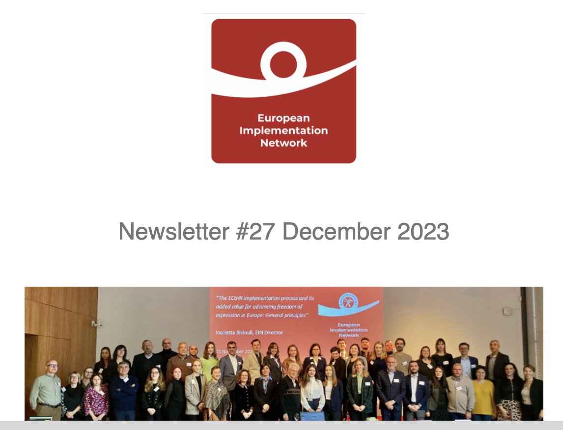 📬 Read EIN's latest quarterly newsletter! The newsletter covers: 💼 Freedom of Expression project kick-off Event 📝 December Civil Society Briefing 📮 Latest EIN events and outreach activities and more! Newsletter here 👇 ow.ly/S3ax50QqOzJ
