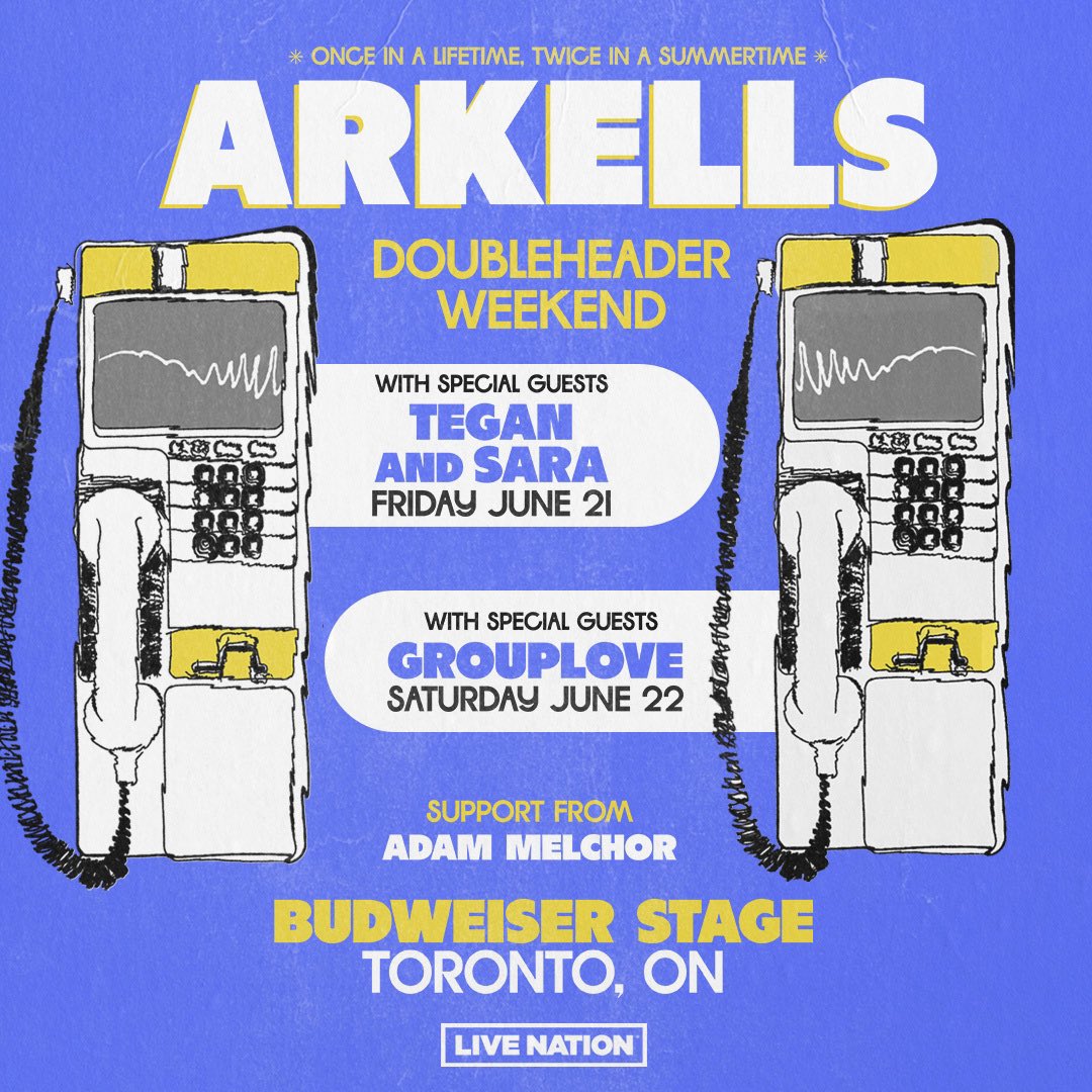 1075daverocks's tweet photo. 🚨JUST ANNOUNCED!🚨
@arkellsmusic are coming to Toronto in June for TWO SHOWS with special guests @teganandsara and @GROUPLOVE! 😱
🗓️Friday, June 21, 2024 AND Saturday, June 22, 2024
📍Budweiser Stage
🎟 On sale THIS FRIDAY, January 26 at 10 AM!
#DaveRocks #concert https://t.co/pc4nlSuEUw