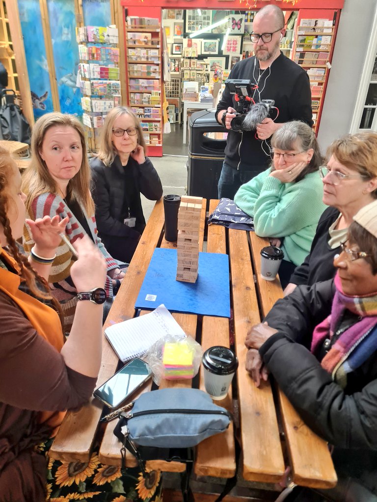 #deadlydiseases session today was 'Heritage Jenga'. Although we have a few workshops to go, an evaluation session today will positively impact on the remaining workshops in the museum. So that's what we did.. everyone had to answer, consider and suggest as they took a turn.