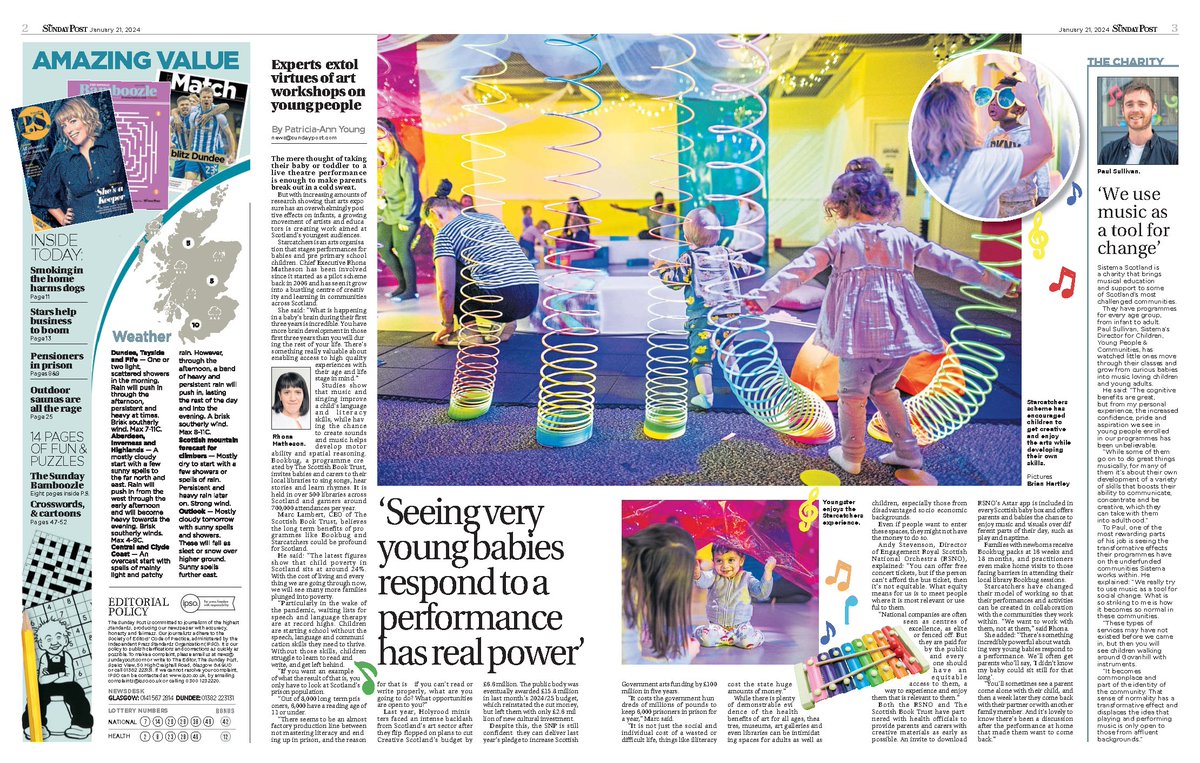 “There’s something incredibly powerful about watching very young babies respond to a performance.' @rhonamatheson Read @Sunday_post article featuring @scottishbktrust & @RSNO about the importance of art and culture for very young children ⬇️