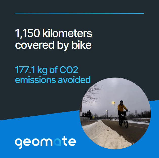 🚴‍♂️ In 2023, our team member <a href="/UrimAliu/">U Aliu</a> chose pedal power over the gas pedal, cycling 1,150 km (715 mi) to work and beyond! 

Despite winter limitations, Urim's eco-friendly commute cut his CO2 footprint by 177.1 kg! 🌿♻️🌎

#SmartCities #UrbanMobility #GIS #EsriPartner