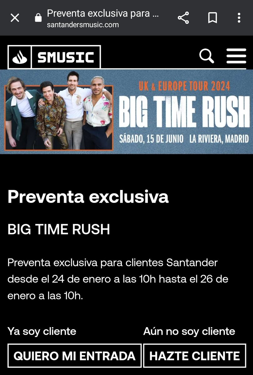 BTREsp_'s tweet photo. 🚨🚨OFICIAL🚨🚨

BIG TIME RUSH VENDRA A ESPAÑA EL DIA 15 DE JUNIO🇪🇸

LA RIVIERA, MADRID📍

Tour por Europa CONFIRMADO✅️ https://t.co/JcMXPZxAtE