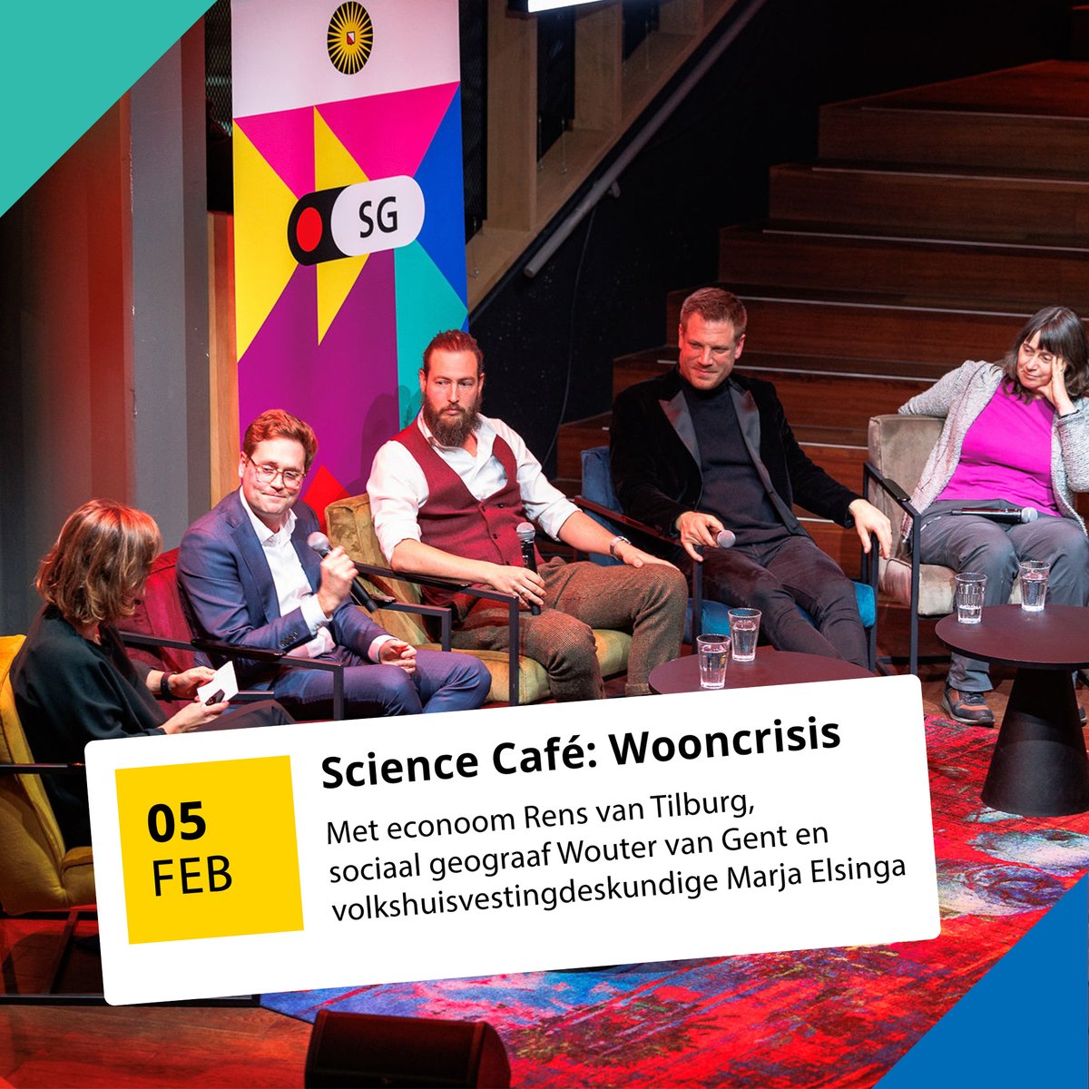 Hoe komen we uit de #wooncrisis? We praten erover met econoom @RensvanTilburg, sociaal geograaf @WvGent en volkshuisvestingdeskundige Marja Elsinga. Muziek van @timkoehoorn! Kom 5 feb naar @TiVre_Utrecht en praat mee! Wel even je gratis ticket reserveren: sg.uu.nl/agenda/2024/sc….