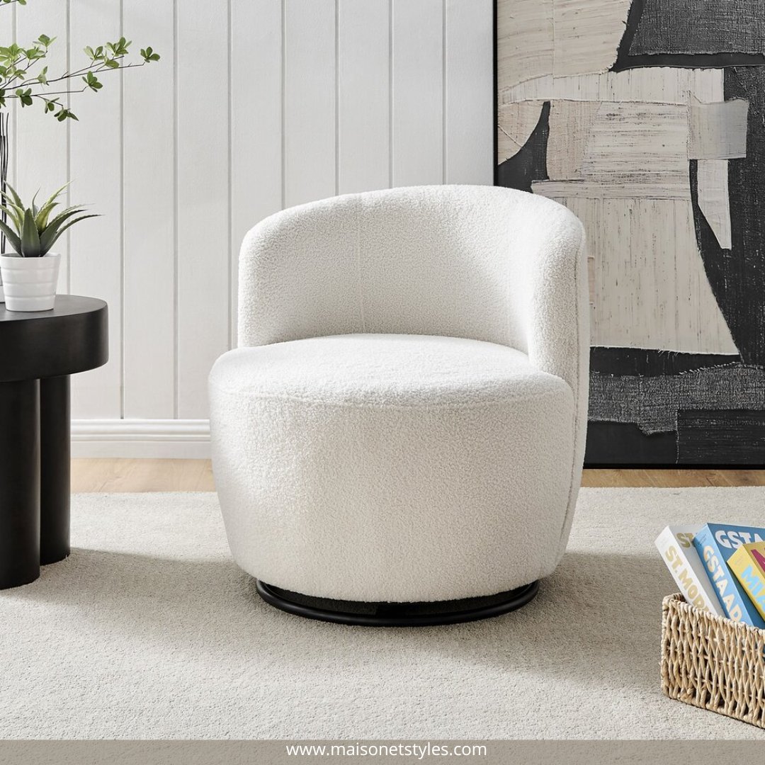 MaisonetStyles's tweet photo. Doux, moelleux, confortable et pivotant : voici notre nouveau best-seller ! Vous craquerez sans doute face à cette tendance bouclette. Ce fauteuil existe également en gris... ☁

#maisonetstyles #fauteuilpivotant #bouclette #tenance #deco #decoaddict https://t.co/N6YWhVkDoZ