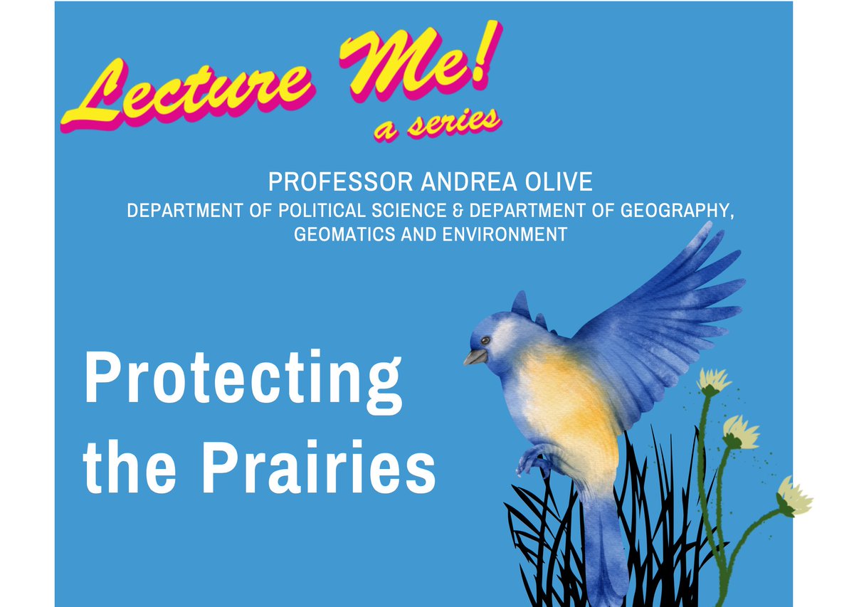 Feb. 6 ⎹ Lecture Me Series @UTM_PolSci & @UTM_GGE prof Andrea Olive: Protecting the Prairies. Explore the history of grassland conservation through the life of a farmer turned politician turned conservationist. ✨ From 7- 8:15 p.m. More info ➡️ bit.ly/3K0Eur5