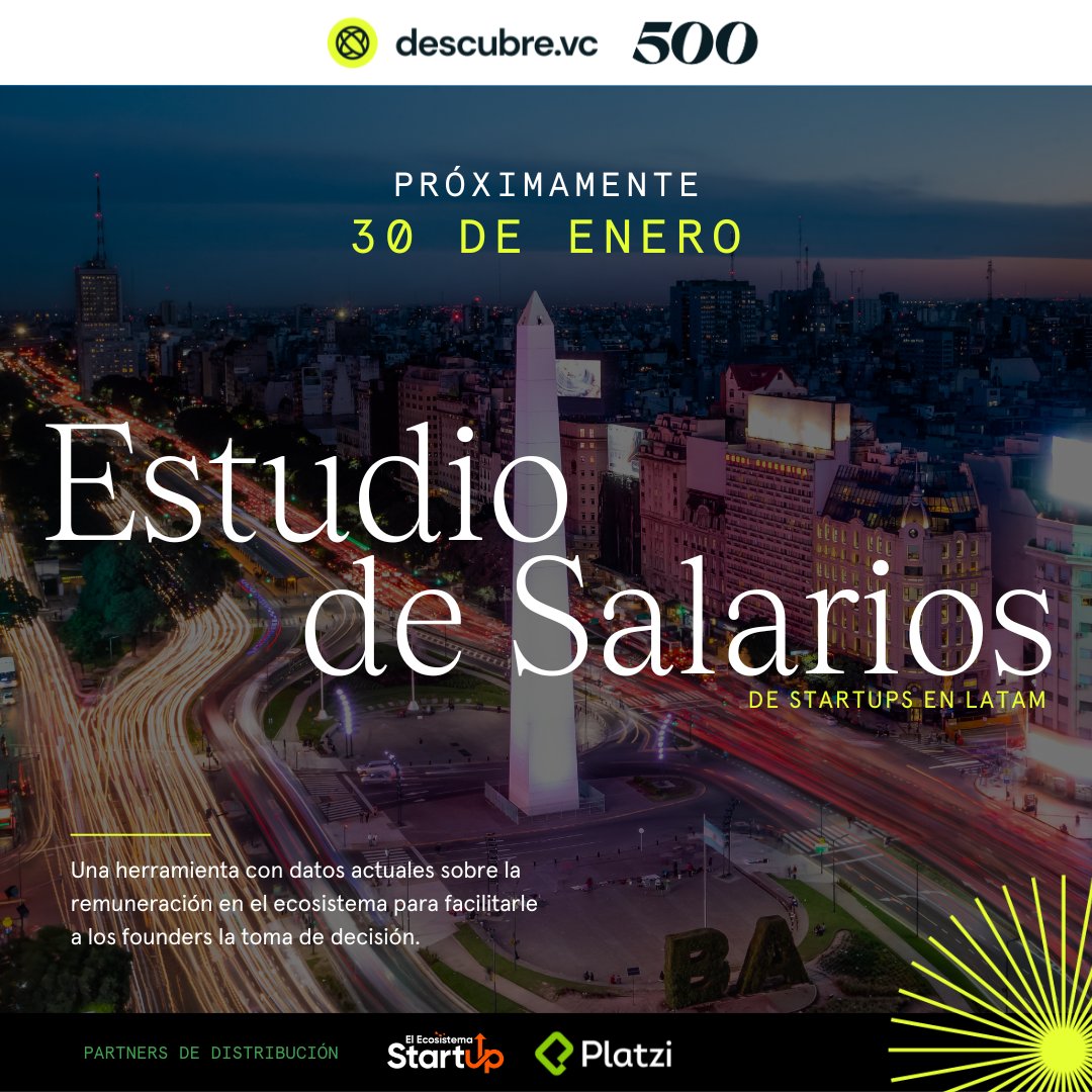 En etapa temprana, es vital definir una estrategia de salarios que puedan permitir al equipo fundador crecer la compañía y cubrir los gastos esenciales .💸

Pronto lanzaremos el nuevo estudio con datos actuales sobre la remuneración en el ecosistema de startups en LatAm.🚀