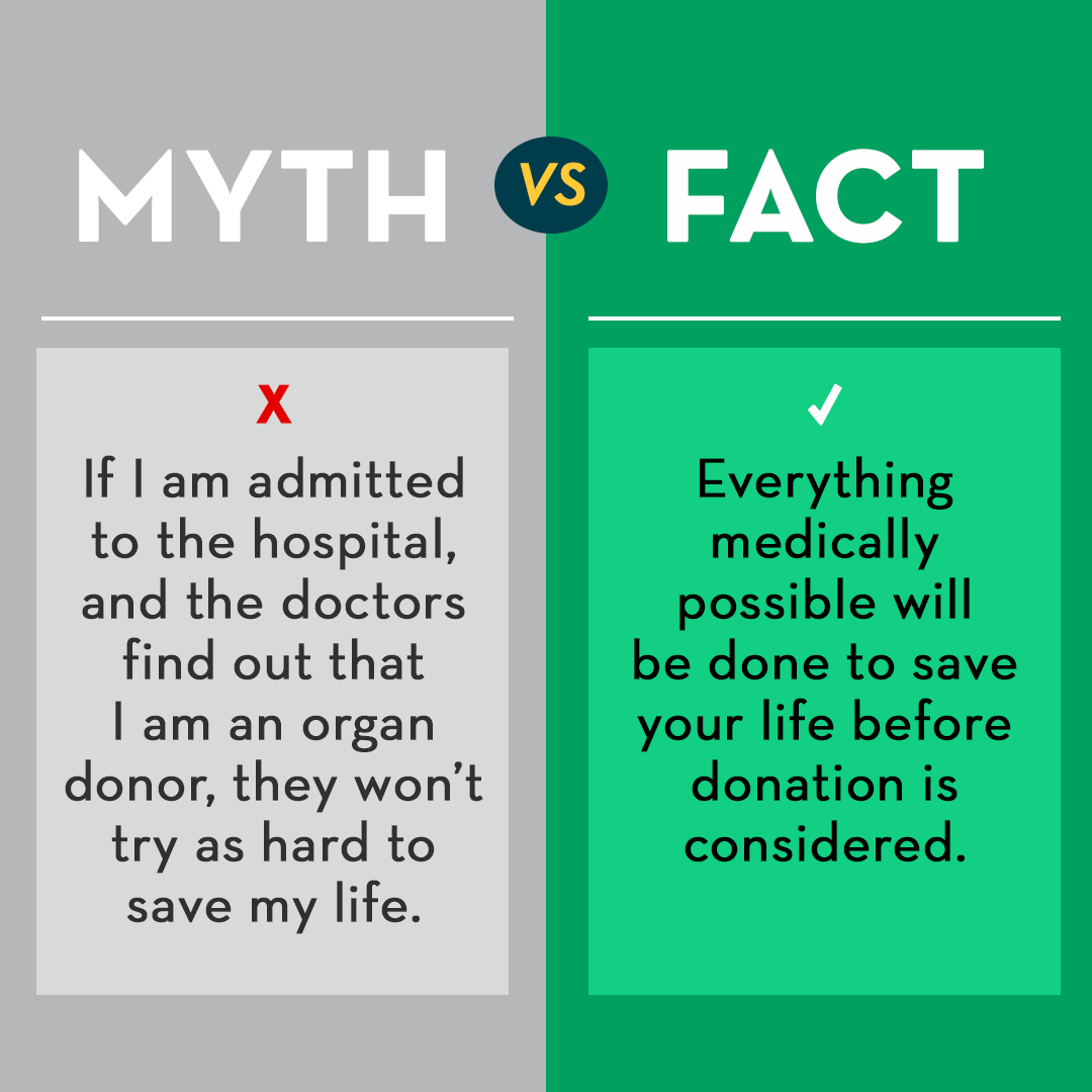 🚨ORGAN DONATION MYTH BUSTED! 🚨 Put your worries to rest.

Your medical care and organ donation process are in expert hands. Embrace the gift of life – become an organ donor and make a profound impact. 💙🫀
