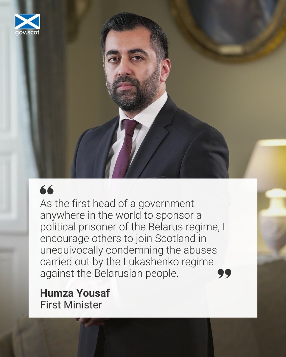 ScotGovFM's tweet image. First Minister @HumzaYousaf met @Tsihanouskaya to discuss human rights abuses and political repression in Belarus.

The First Minister has become the first head of government in the world to adopt a political prisoner of the Belarus regime.

#WeStandBYyou #StandWithBelarus