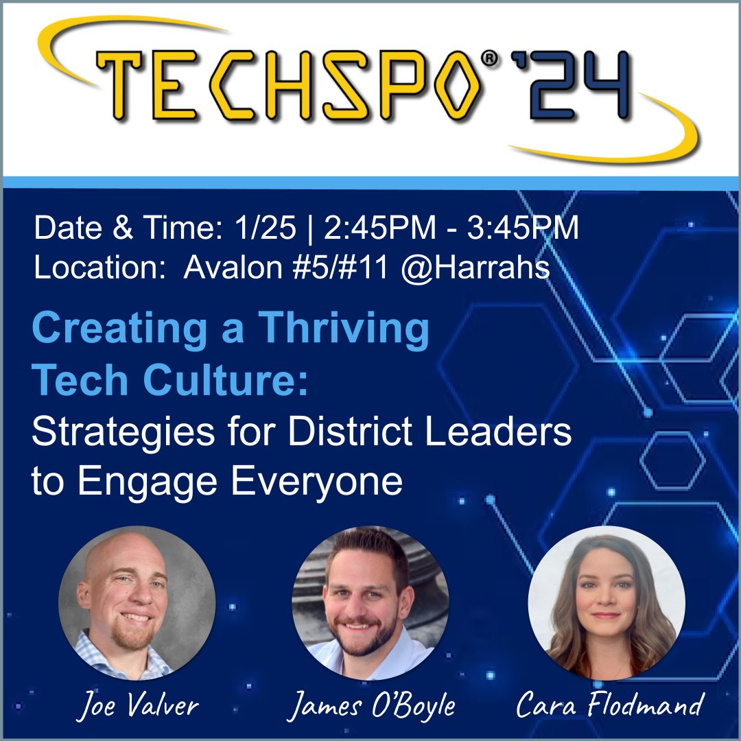 Join me, @oboylejf , and @MissEduTech this Thursday at NJASA #Techspo for a session designed for district leaders looking for new ways to foster a positive and engaging culture around technology. Hope to see you there!!! #edtech @WeAreHTSD @GTNJSchools