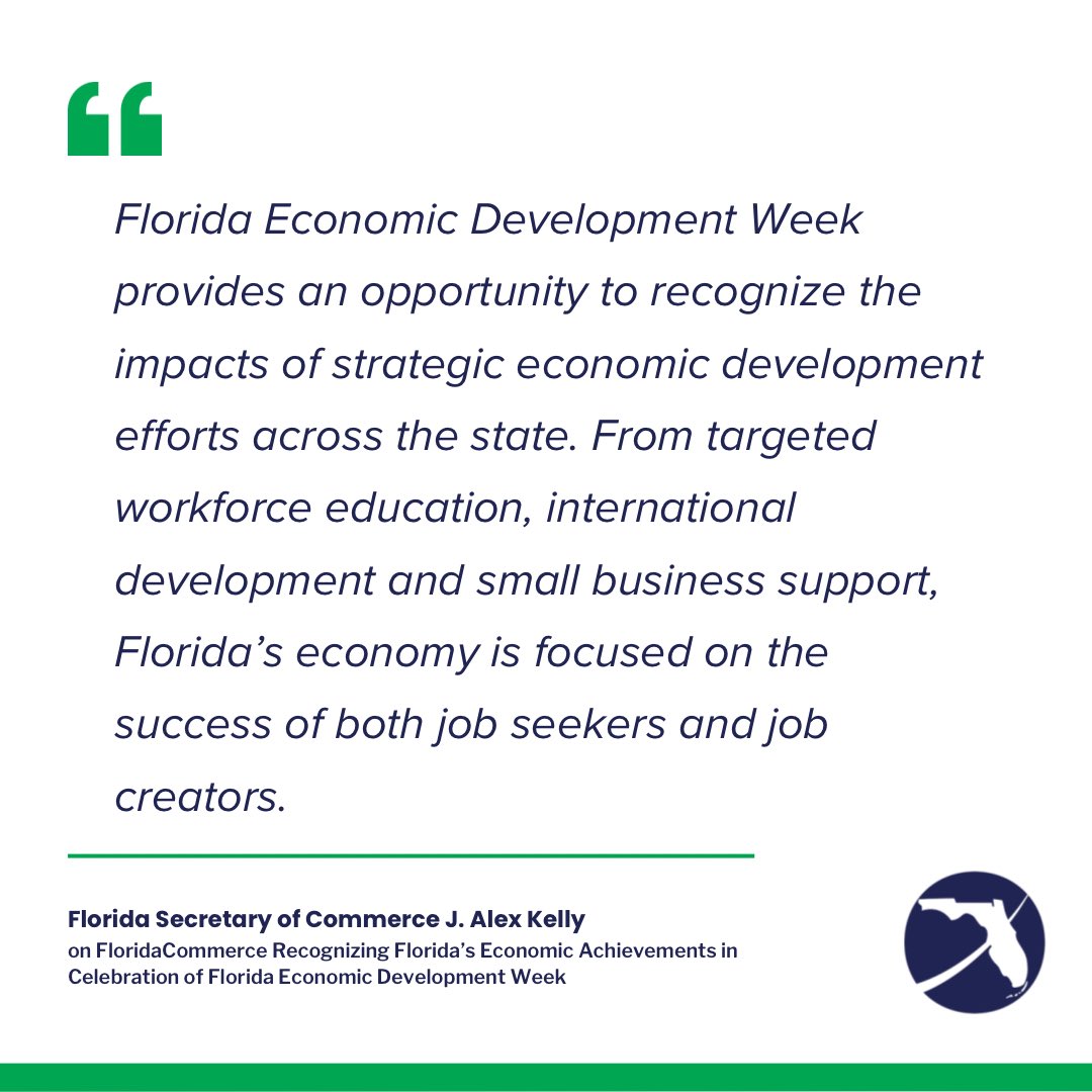 FloridaCommerce is celebrating Florida Economic Development Week! This week is all about recognizing the monumental strides we've made in fostering a thriving economy that benefits us all. 🌱🏗️
Read more: hubs.la/Q02hppLq0