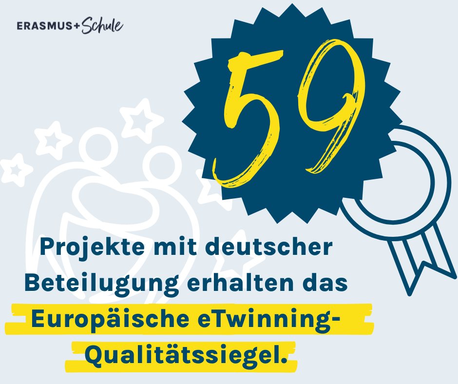 Die Gewinner:innen des Europäischen #eTwinning-Qualitätssiegels 2023 stehen fest! 🎉🎉🎉
Herzlichen Glückwunsch an 65 Lehrkräfte aus Deutschland, die gemeinsam mit ihren europäischen Kolleg:innen tolle Projekte auf die Beine gestellt haben! 
➡️t1p.de/enked
