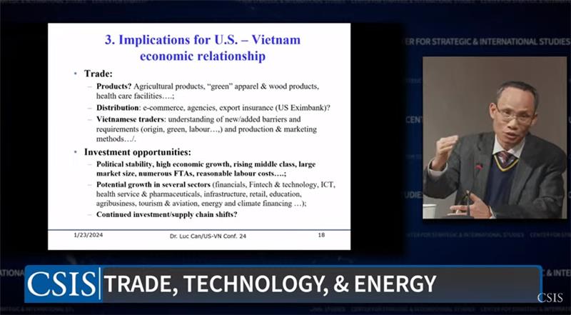 Vietnam should import more from America, especially agricultural products, and “green” products. Healthcare facilities, and aircraft by Boeing. - Dr. Can Van Luc