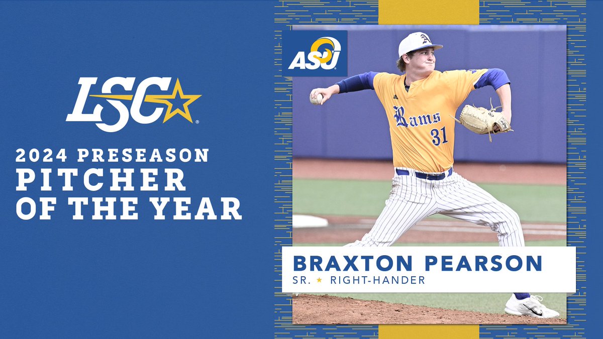 Angelo State senior right-hander Braxton Pearson named Lone Star Conference Baseball Preseason Pitcher of the Year. ⚾️🤩 🔗 bit.ly/3vIlcmJ #LSCbase #D2bsb
