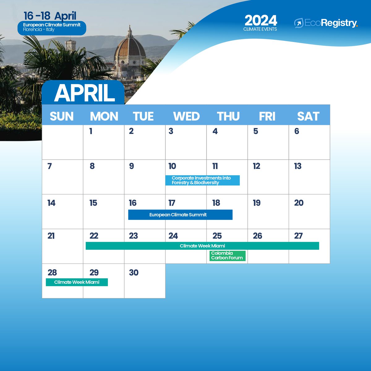 EcoRegistry's tweet photo. Explore Current Carbon Market Events! 🌟

Discover events this semester, schedule, connect, learn, and find opportunities.

✅ More info: https://t.co/GqWV7mCEZQ

Don't miss our updates on social media and soon on our website! 
#Sustainability #CarbonMarket #CarbonMarketEvents https://t.co/jZYsKTW31r