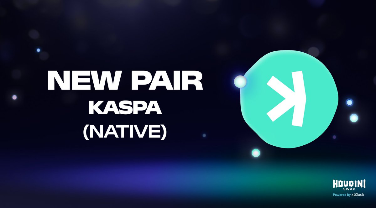 ⚡️ NEW LISTING ⚡️

Please welcome @KaspaCurrency to the Wizard Family! 

#Kaspa is a fully decentralized PoW L1 with a unique confirmation system that allows for extremely high throughput. 

👉 Send/Swap/Bridge $KAS natively on  houdiniswap.com

#Listing #HoudiniSwap