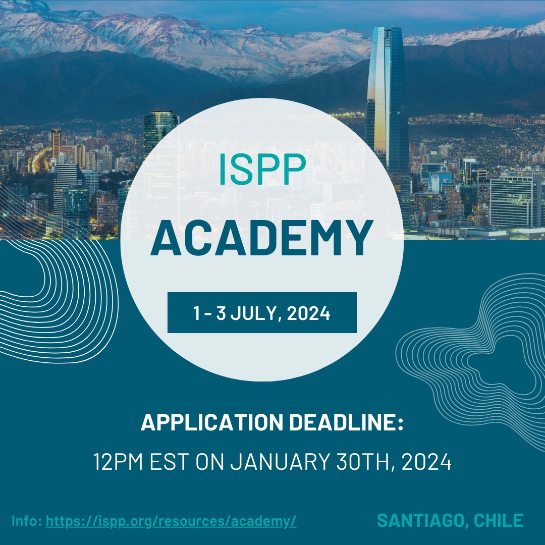 🚨 ONE WEEK LEFT! 🚨 Submit your applications for the ISPP Academy in Santiago, Chile, happening on July 1-3, 2024! 📅 Applications due by 12 pm EST on January 30th, 2024. Don't miss this opportunity! Apply now: ispp.org/resources/acad… #ISPPAcademy #PoliticalPsychology