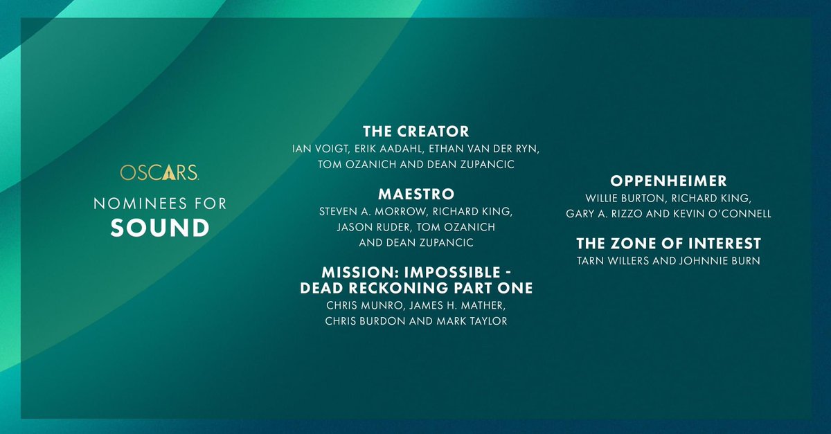 bobbronow's tweet photo. Congratulations to all of today’s sound nominees! Outstanding work! https://t.co/ay6jSPYAsz