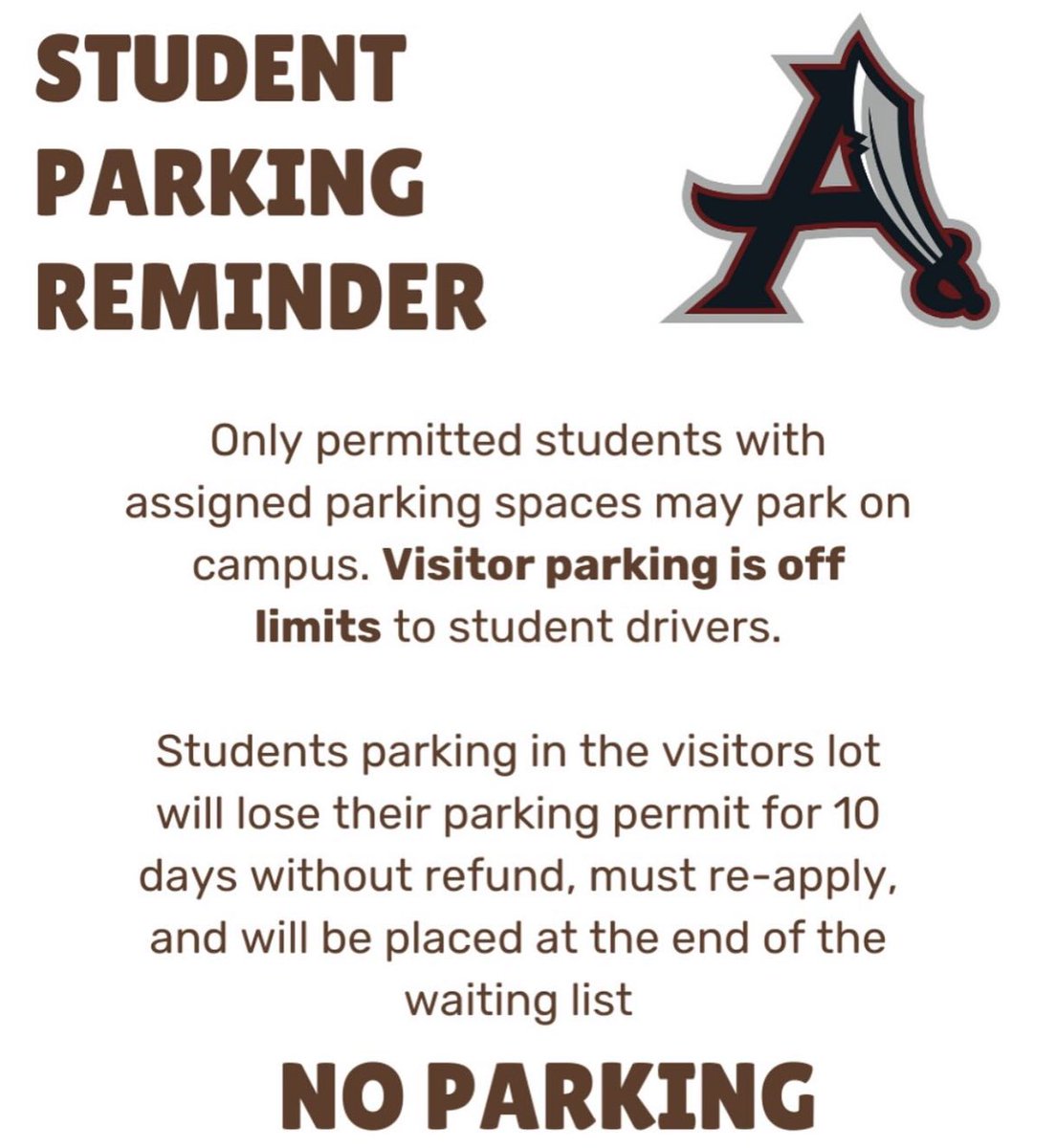 Student drivers with parking passes please read 🚙💭 #alpharettahighschool