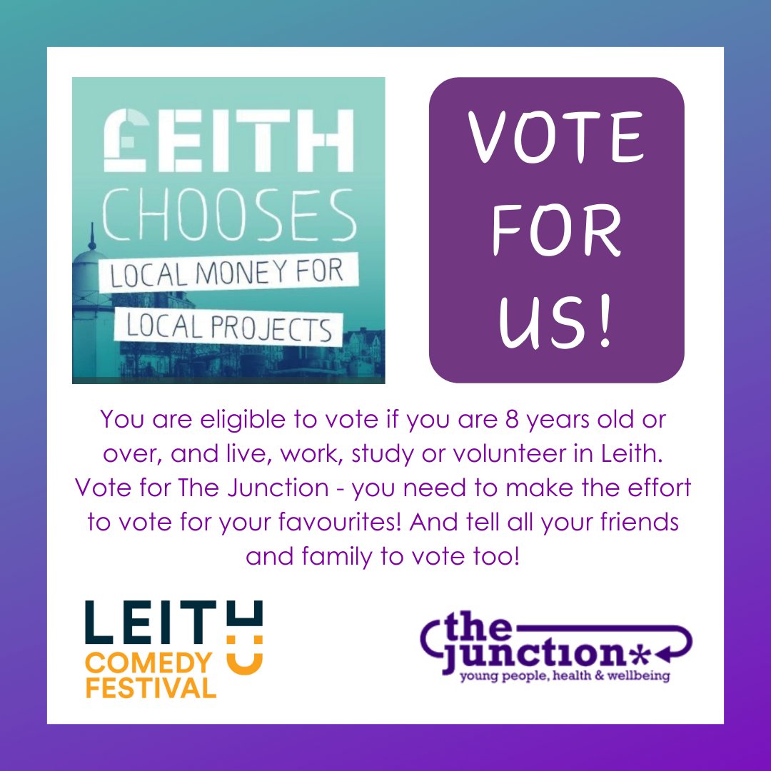 💜 Voting is now open for Leith Chooses! 💜 Key Dates: Sat 27 Jan - in person voting at Leith Community Centre (11am to 3pm) 5 February - online voting ends at midnight Please consider voting for The Junction - Young People, Health and Wellbeing! 💜 Link in bio 🔗✨