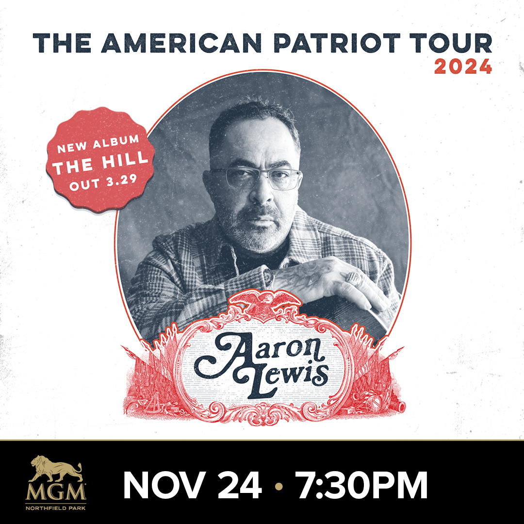 Recently announced! Aaron Lewis: The American Patriot Tour is coming to Center Stage at MGM Northfield Park on Sunday, November 24. Showtime at 7:30PM. Get your tickets this Friday starting at 10AM: spr.ly/6012TwDzw